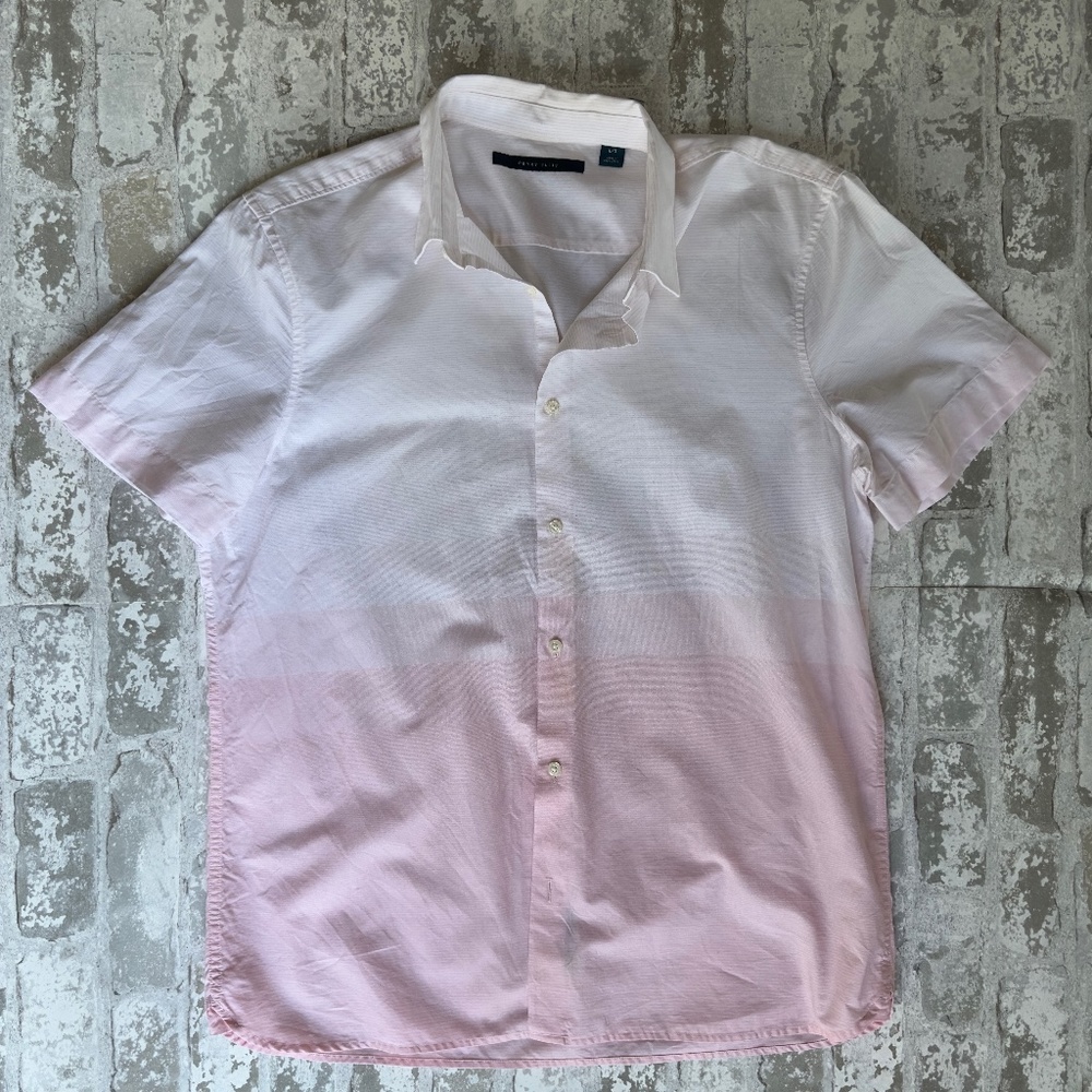 Perry Ellis Variegated Gradient Button Down Shirt White/Pink